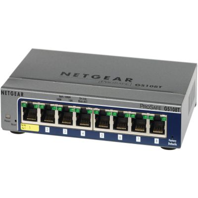Switch NETGEAR ProSafe GS108T (Desktop/Wallmount, DHCP Client Built-in, Jumbo Frames Support, Radius/TACACS+)8 x 10/100/1000Mbps