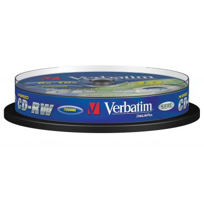 CD-RW Verbatim 700MB 80min 12x Cake10, HighSpeed, SERL Protection, 10 toorikut tornis