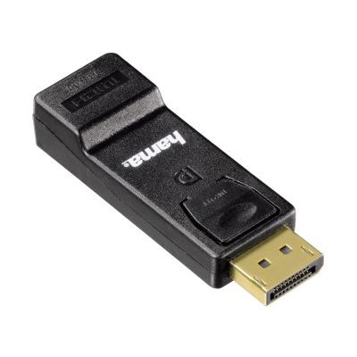 Adapter - üleminek Hama Displayport (M) -> HDMI (F) 2160p Ultra HD 3840 x 2160 pixel, kullatud kontaktid, must, kompaktne