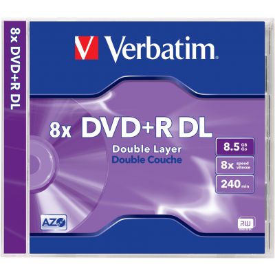 DVD + R Verbatim 8.5GB Double Layer 240min, 8x, 1 blank 43540, Matt Silver