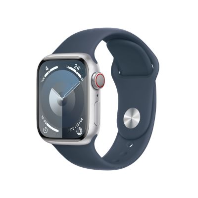Apple Watch 9 Cellular 41mm Silver/Storm Blue Sport Band S/M
