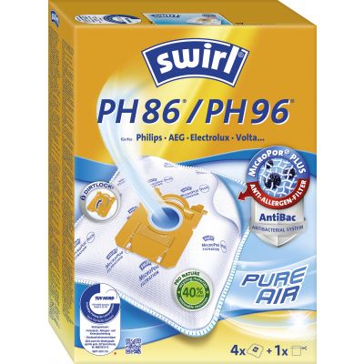 Dust bag Swirl PH86 AirSpace MicroPor Anti-allergenic HEPA filtration (for Philips S-bag, AEG, Electrolux) pack of 4 bags + motor filter