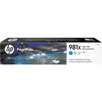 Tint HP 981X L0R09A High Yield Cyan suuremahuline Pagewide 11000lk PageWide Pro 556 MFP586, Managed Color E55650dn, MFP E58650