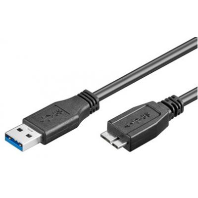 USB-kaabel USB3.0 A-microB 1.8m, musta värvi usb3.0 micro-B pesaga välistele seadmetele (HDD)