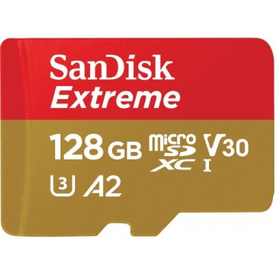 Mälukaart Sandisk Extreme 128GB microSDXC + Adapter 160MB/s A2 C10 V30 UHS-I U4, Rescue Pro Deluxe