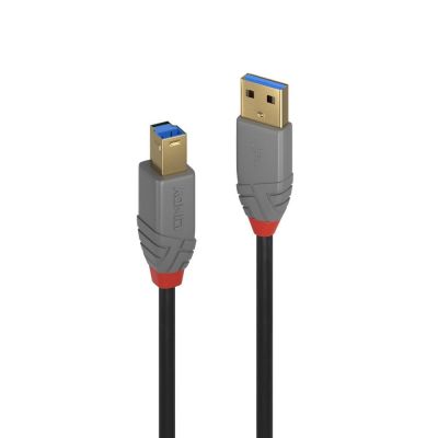 USB-kaabel USB3.0 A-B 5m Lindy Anthra, kullatud pistikud, SuperSpeed kuni 5Gbit/s, PVC korpus, Kolmekordne varjestatud kaabel