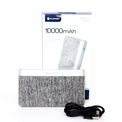 Platinet akupank 10000mAh Fabric Braided LiPo 2.1A, helehall (44243)