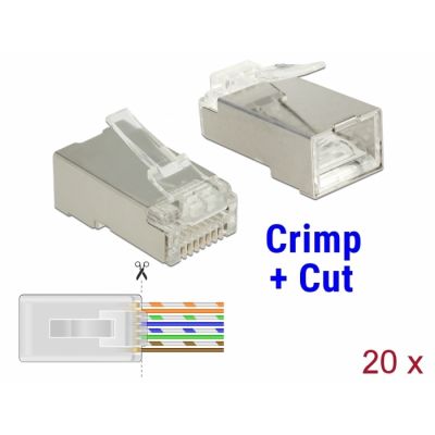Plug RJ45 CAT6 STP shielded Modular plug - set (20pcs), can be squeezed with standard pliers
