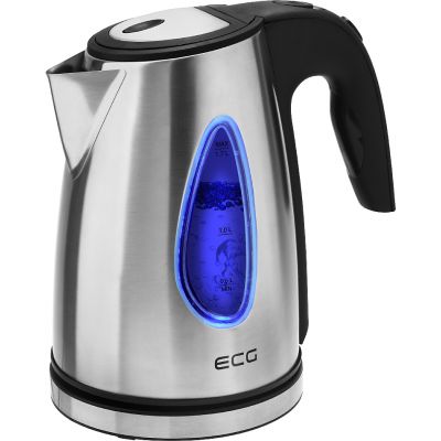 ECG RK 1740 Electric kettle, 1.7 L, 2000 W, Blue light, Stainless steel design