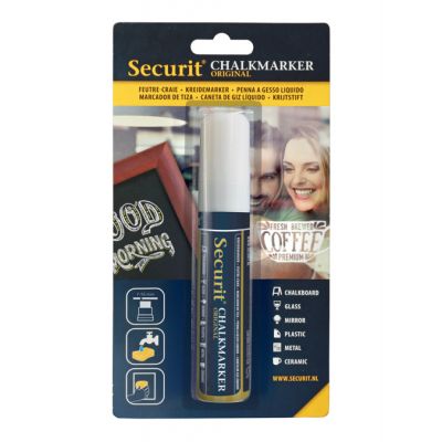 Tahvlimarker SECURIT Liquid Large valge, kriiditahvlile 7-15mm, pakis 1tk / kompl.