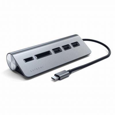 SATECHI Type-C Aluminum USB 3.0 Hub & Card Reader Space Gray