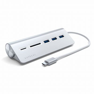 SATECHI Type-C Aluminum USB 3.0 Hub & Card Reader Silver