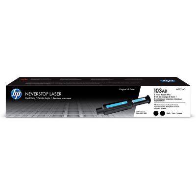 Tooner HP 103A W1103ADouble 2-pack Black/must 2x2500lk toner refill for Neverstop Laser 1000a/1000w, MFP1200a/1200w