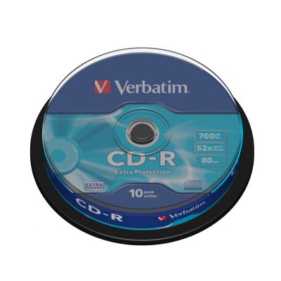 CD-R Verbatim 700MB 80min 52x Cake 10, Extra Protection, Recordable, 10 toorikut  tornis