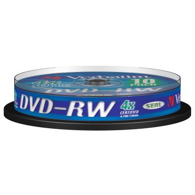 DVD-RW Verbatim 4.7GB 120min 4x Cake 10, SERL, Matt Silver Surface, ReWritable, 10 blanks per tower