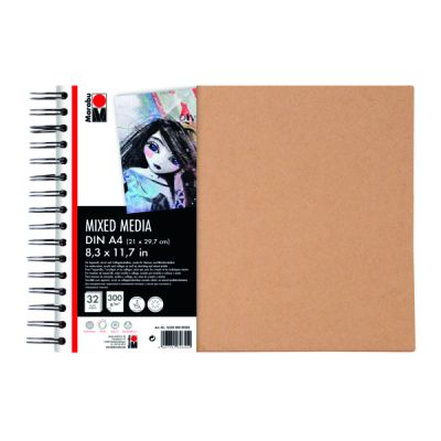 Acrylic paper pad marabu Mixed media A4 300g 32 sheets, spiral bound