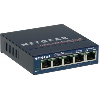 Netgear ProSafe Gigabit Ethernet Switch,  5 x 10/100/1000 RJ45 ports, Desktop