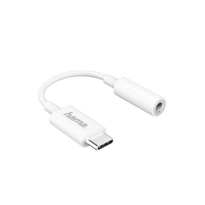 Adapter USB-C connector - 3.5mm 4-pin Stereo White, audio headphone jack, USB-C connector for connecting a smart device to headphones