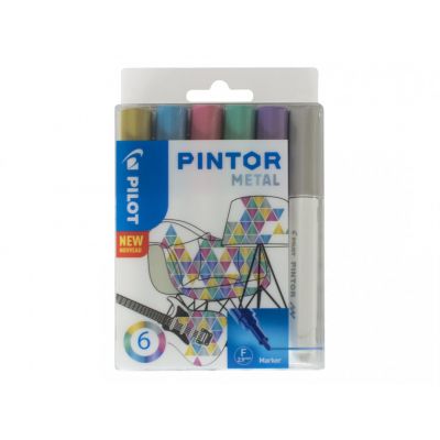 Marker Pilot Pintor, FINE 1-2,9mm, cone tip, metallic 6 colors / set, web based