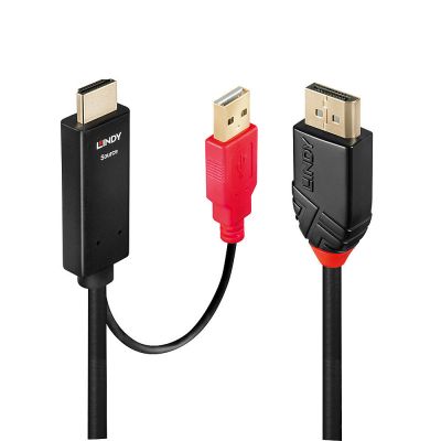 Kaabel DisplayPort -> HDMI kaabel 1.0m (4096x2160 4K support @30Hz, Displayport 1.2), USB-lisatoide