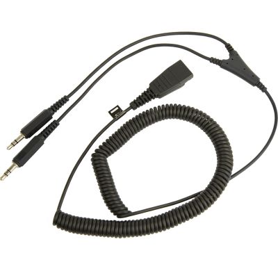 JABRA QD Cord to 2x 3,5mm pin plug , coiled, 0,5 - 2 meters; for GN2100, GN2000, GN2200