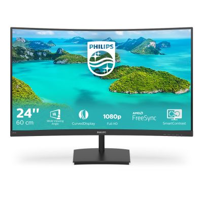 Philips | Curved LCD Monitor | 241E1SCA/00 | 24 " | VA | FHD | 16:9 | 75 Hz | 5 ms | 1920 x 1080 pixels | 250 cd/m | HDMI ports quantity 1 | Black