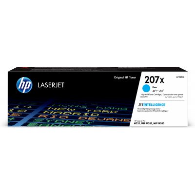 Tooner HP W2211X 207X Cyan suuremahuline 2450lk Color LaserJet Pro MFP M282nw, MFP M283fdn, MFP M283fdw, CLJ M255dw