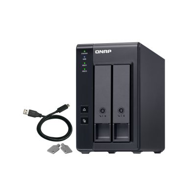 QNAP 2 Bay USB Type-C Direct Attached Storage with Hardware RAID | TR-002 | Micro | 6 GB | Black