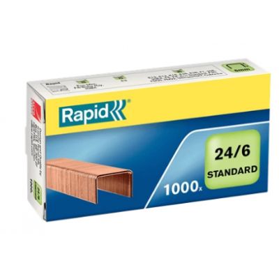 Staples Rapid Standard 24/6 Copper coated Box of 1000