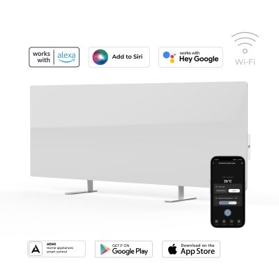 AENO Premium Eco Smart Heater, 700W, Tempered glass, Infrared+convection heating type, Plug type: Europe (E/F type), WHITE