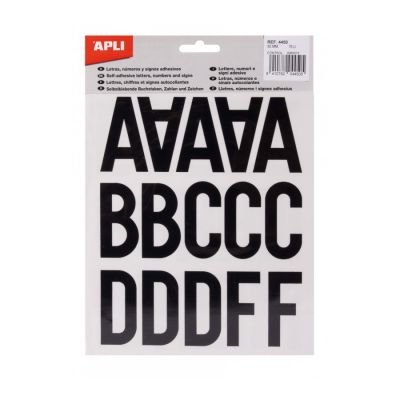 Adhesive capital letters and numbers, 50 mm, black, 76 letters