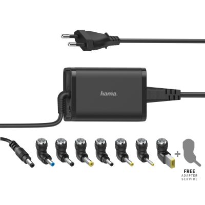Toiteadapter sülearvutile universaalne Hama notebook power supply unit 65W/15V-19V 4.25A, 8 erinevat pistikut, kaabli pikkus kokku 2.35m