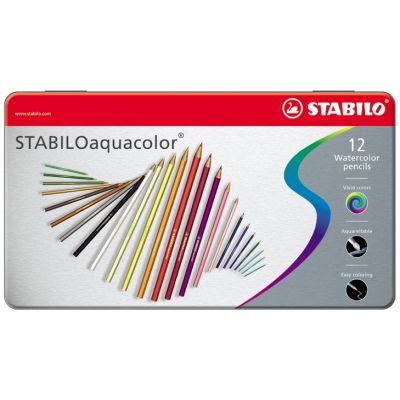 Watercolor pencil STABILO ARTY aquacolor Metal box of 12