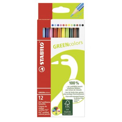 Coloring pencil Stabilo GREEN colors, wallet of 12