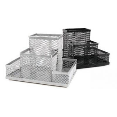 Stationery base Forpus, silver metal mesh
