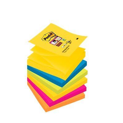 Post-it® Super Sticky Notes R330 Z-Notes, Carnival Colour Collection, 76 mm x 76 mm, 6 pads 90 sheets