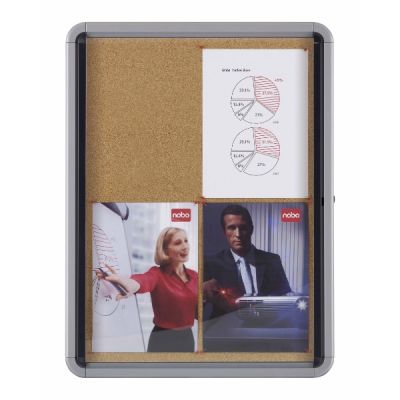 Infotahvel 4xA4 NOBO NoticeBoard PremiumPlus Cork turvaklaasist uksega, lukustatav