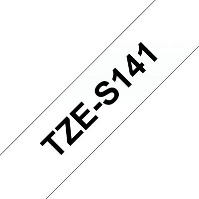 Kleepkirjalint Brother TZE-S141 Strong Adhesive läbipaistev, must tekst, laius 18mm, pikkus 8m