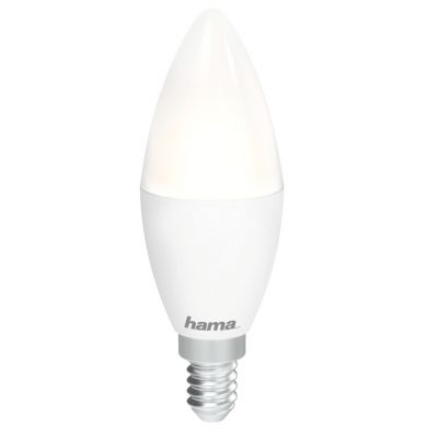 Hama WLAN LED Lamp, E14, 5.5W, Dimmable, Candle, for Voice / App Control, white