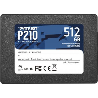 Kõvaketas SSD Patriot P210 512GB 2,5" SATA III 6Gbps (R/W 430/520 MB/s)