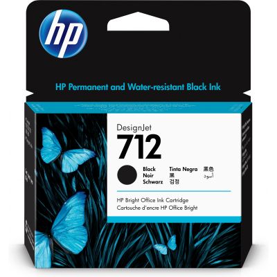 Tint HP 3ED71A nr. 712 black/must 80ml - DesignJet Studio, T210, T230, T250, T630, T650