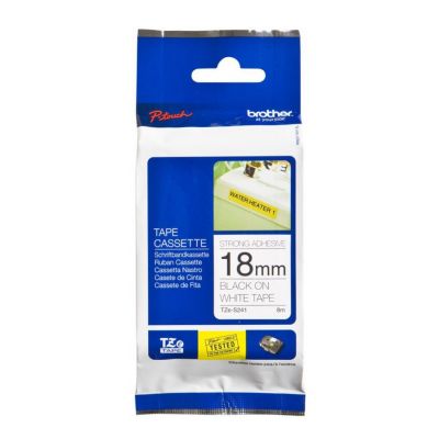 Kleepkirjalint Brother TZE-S241 Strong Adhesive, valge, must tekst, 18mm x 8m