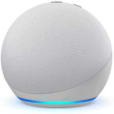 Amazon Echo Dot (4th Gen) Glacier White , Dual-band Wi-Fi, 1.6” speaker. 3.5 mm line out, Alexa app is compatible with Fire OS, Android, iOS