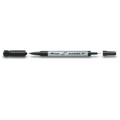 Marker Pilot Twin CD / DVD with double ends, line 0.4 and 0.8 mm, black