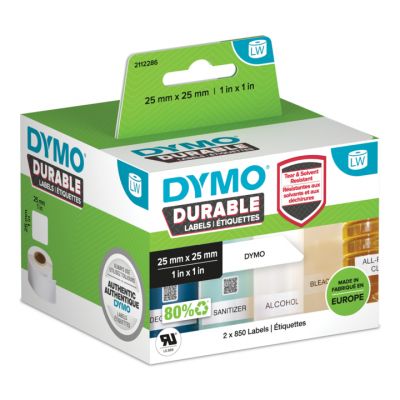Etikett Dymo Durable 25 x 25mm (2 rulli x 850 etiketti) 2112286