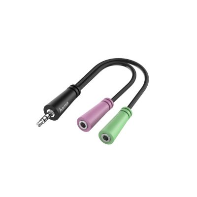 Adapter Hama 4-pin 3,5mm peakomplekti pistik - 2x3,5mm kürvaklappide ja mikrofoni pesa