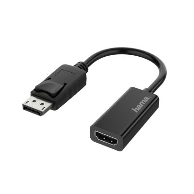 Adapter - üleminek Hama Displayport (M) -> HDMI (F) 2160p Ultra HD 3840 x 2160 pixel, kullatud kontaktid, must, kompaktne