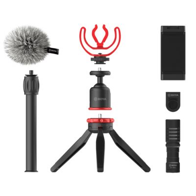 Mikrofoni komplekt lauastatiiviga Boya vlogging kit Standard BY-VG330, 3.5mm mikrofonipesa, mikrofoni tuulekaitse
