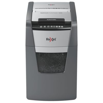 Optimum AutoFeed+ 150X automatic paper shredder. Automatically shreds up to 150x A4 sheets of paper at a time. P-4 security rating cross cut