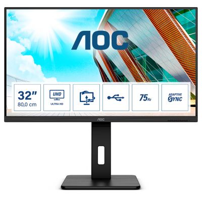 AOC | U32P2 | 32 " | VA | 60 Hz | 4 ms | 3840 x 2160 pixels | HDMI ports quantity 2